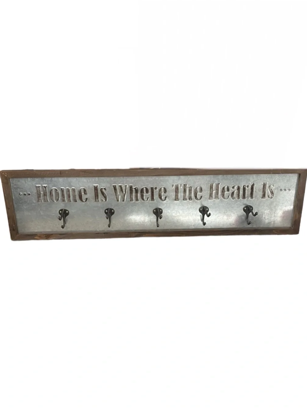 Element 'Home Is Where The Heart Is' Metal and Wood Hook Rack - Brown & Silver